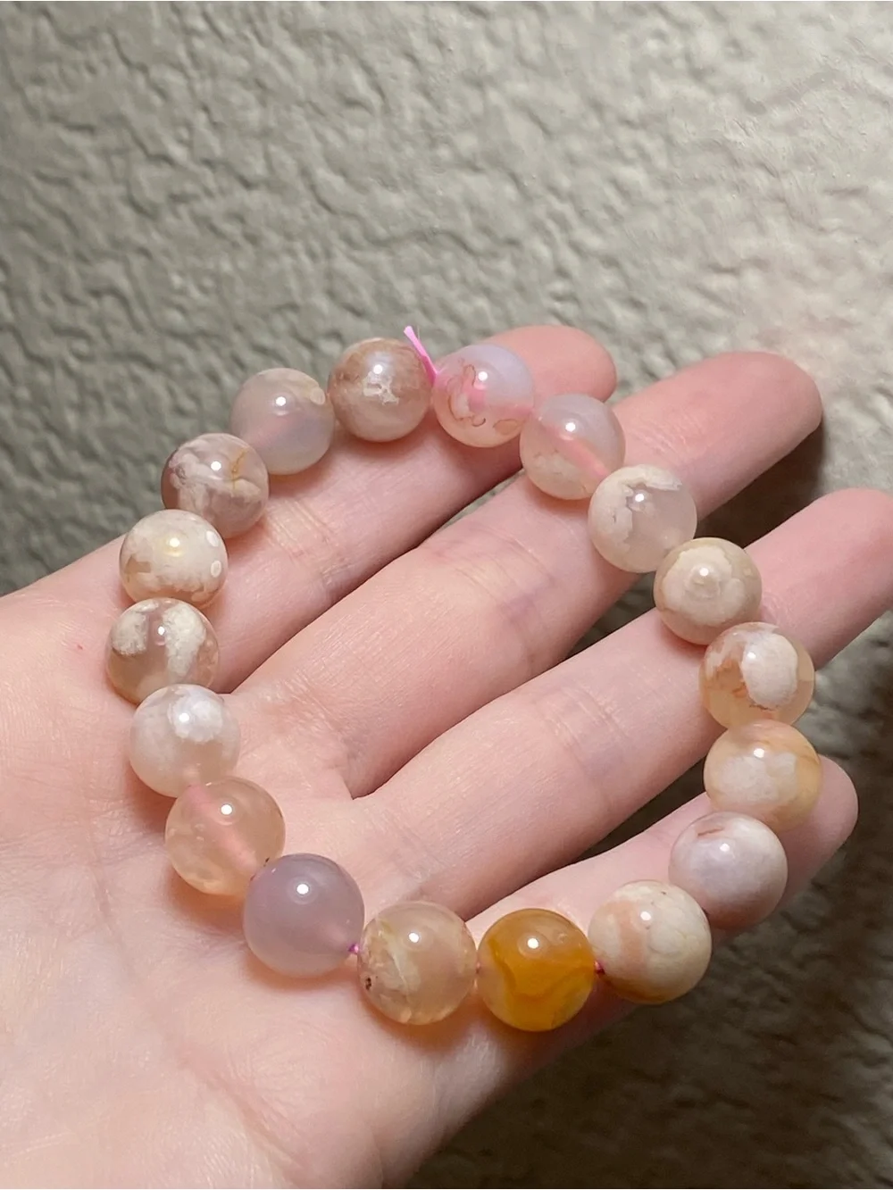 Natural Flower Agate Stretch Bracelet – 11.1mm Beads